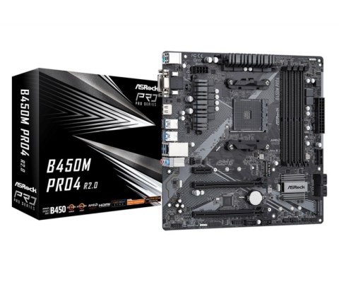 Płyta główna ASROCK B450M PRO4 R2.0 (Socket AM4 /micro ATX) Płyta główna ASROCK B450M PRO4 R2.0 (Socket AM4 /micro ATX)