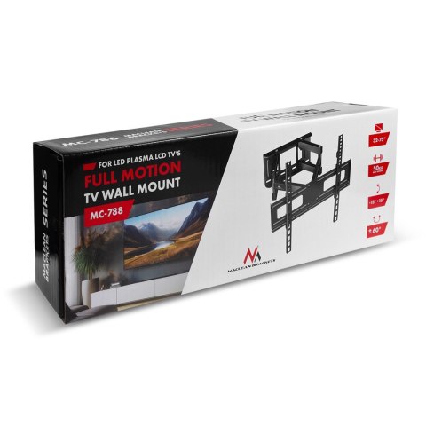 MACLEAN UCHWYT DO TV, MAX VESA 600X400, 32-85", 60KG, REG.KĄTA W PIONIE I POZIOMIE, PROFIL 65-390MM, CZARNY MC-789 MACLEAN UCHWYT DO TV, MAX VESA 600X400, 32-85", 60KG, REG.KĄTA W PIONIE I POZIOMIE, PROFIL 65-390MM, CZARNY MC-789