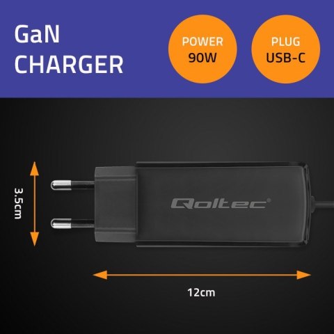 QOLTEC ŁADOWARKA SIECIOWA 90W GAN | 5-20V | 3-4.5A | USB-C 3.1 QOLTEC ŁADOWARKA SIECIOWA 90W GAN | 5-20V | 3-4.5A | USB-C 3.1