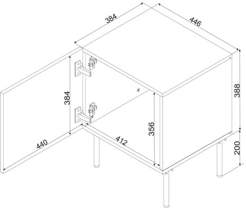 Szafka nocna 2szt SIENA 44,5x40x59 czarny mat
