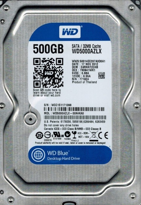 WD Blue 3.5 500 GB WD5000AZLX (500 GB /3.5" /7200RPM ) WD Blue 3.5 500 GB WD5000AZLX (500 GB /3.5" /7200RPM )