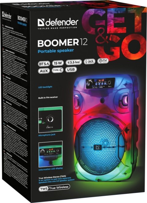GŁOŚNIK DEFENDER BOOMER 12 BLUETOOTH 15W