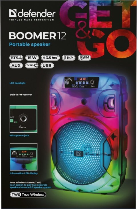 GŁOŚNIK DEFENDER BOOMER 12 BLUETOOTH 15W