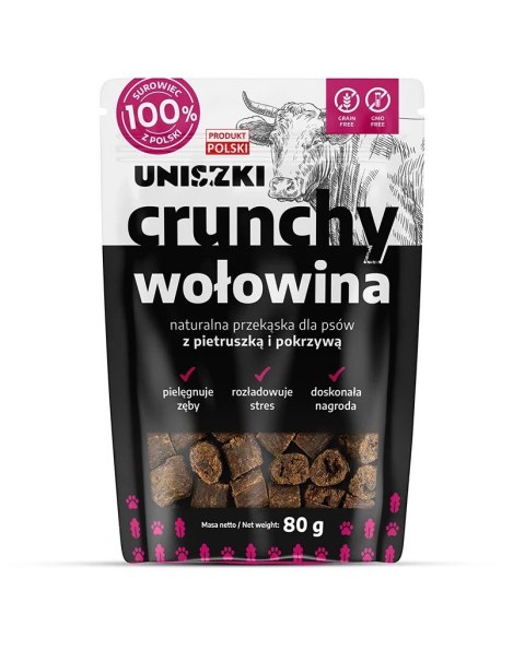 UNISZKI Crunchy wołowina - Pietruszka Pokrzywa 80g UNISZKI Crunchy wołowina - Pietruszka Pokrzywa 80g