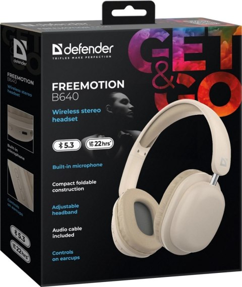 SŁUCHAWKI DEFENDER BLUETOOTH FREEMOTION B640 BEŻOWE SŁUCHAWKI DEFENDER BLUETOOTH FREEMOTION B640 BEŻOWE