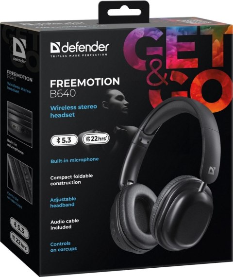 SŁUCHAWKI DEFENDER BLUETOOTH FREEMOTION B640 CZARNE SŁUCHAWKI DEFENDER BLUETOOTH FREEMOTION B640 CZARNE