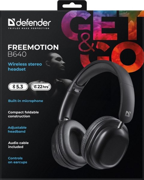SŁUCHAWKI DEFENDER BLUETOOTH FREEMOTION B640 CZARNE SŁUCHAWKI DEFENDER BLUETOOTH FREEMOTION B640 CZARNE