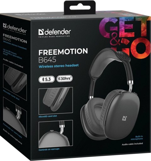 SŁUCHAWKI DEFENDER BLUETOOTH FREEMOTION B645 CZARNE SŁUCHAWKI DEFENDER BLUETOOTH FREEMOTION B645 CZARNE