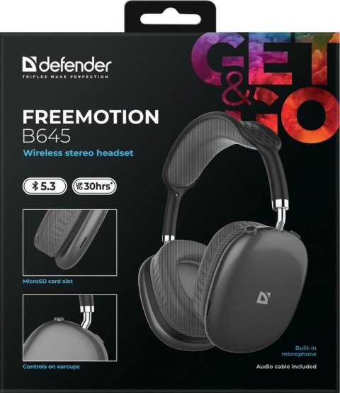 SŁUCHAWKI DEFENDER BLUETOOTH FREEMOTION B645 CZARNE SŁUCHAWKI DEFENDER BLUETOOTH FREEMOTION B645 CZARNE