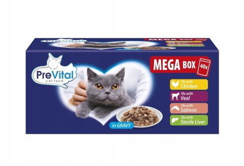 PREVITAL saszetki dla kota mix smaków box 40x100g PREVITAL saszetki dla kota mix smaków box 40x100g