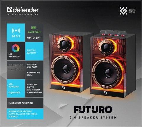 GŁOŚNIKI DEFENDER FUTURO 2.0 BLUETOOTH 20W LED GŁOŚNIKI DEFENDER FUTURO 2.0 BLUETOOTH 20W LED