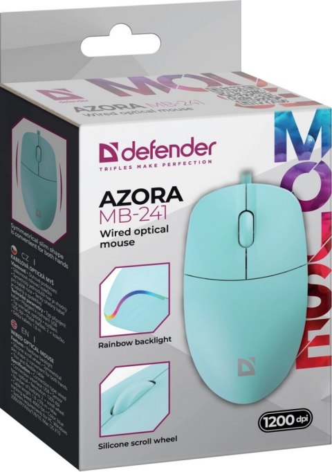 MYSZ DEFENDER AZORA MB-241 OPTICAL 1200dpi 3P MIĘTOWA MYSZ DEFENDER AZORA MB-241 OPTICAL 1200dpi 3P MIĘTOWA