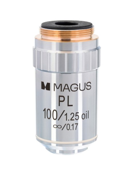Obiektyw planarny z korekcją do nieskończoności MAGUS MP100 OIL 100x/1,25 ∞/0,17 Obiektyw planarny z korekcją do nieskończoności MAGUS MP100 OIL 100x/1,25 ∞/0,17