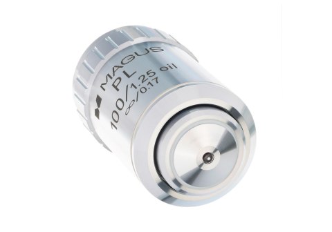 Obiektyw planarny z korekcją do nieskończoności MAGUS MP100 OIL 100x/1,25 ∞/0,17 Obiektyw planarny z korekcją do nieskończoności MAGUS MP100 OIL 100x/1,25 ∞/0,17