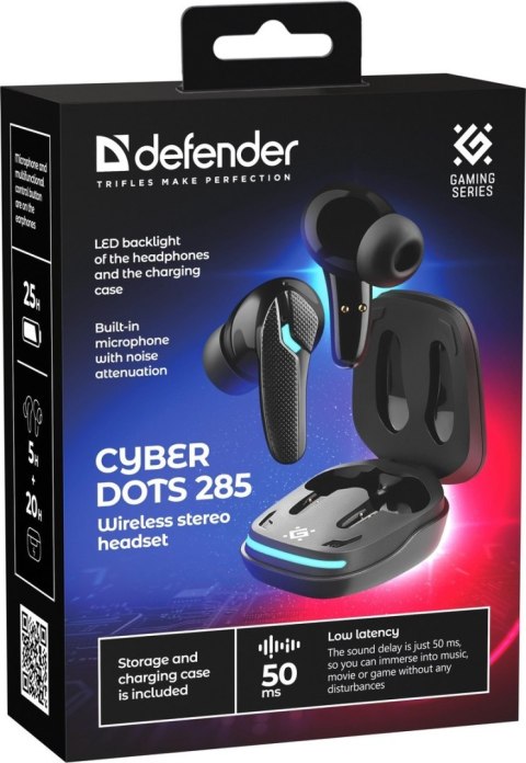 SŁUCHAWKI DEFENDER BLUETOOTH CYBERDOTS 285 GAMING CZARNE SŁUCHAWKI DEFENDER BLUETOOTH CYBERDOTS 285 GAMING CZARNE