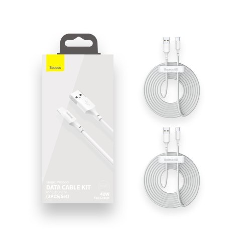 BASEUS KABEL USB/USB-C SIMPLE WISDOM, 40W, 5A, 1.5M BIAŁY BASEUS KABEL USB/USB-C SIMPLE WISDOM, 40W, 5A, 1.5M BIAŁY
