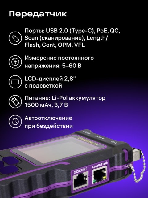 Wykrywacz przewodów optycznych Ermenrich NetGeeks NP60
