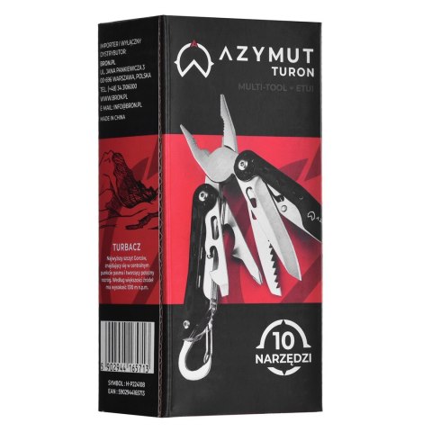 Multitool AZYMUT Turon - 10 narzędzi + karabińczyk +kabura do pasa (H-P224108) Multitool AZYMUT Turon - 10 narzędzi + karabińczyk +kabura do pasa (H-P224108)
