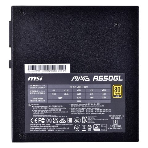 Zasilacz MSI MAG A650GL 650W 80+ Gold Zasilacz MSI MAG A650GL 650W 80+ Gold
