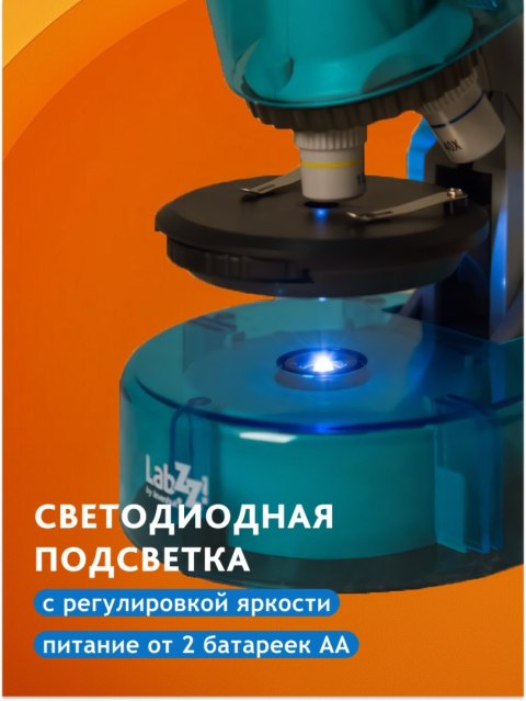 (RU) Mikroskop Levenhuk LabZZ M101 Azure\Lazur