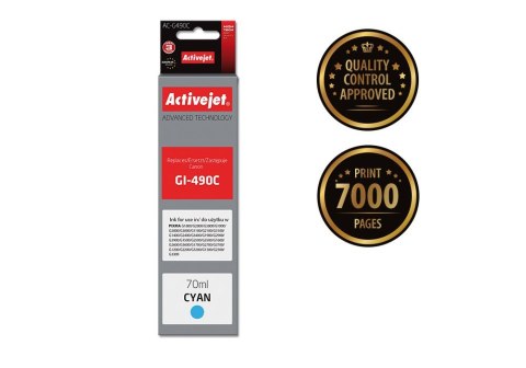 Tusz Activejet AC-G490C (zamiennik Canon GI-490C; Supreme; 70 ml; niebieski) Tusz Activejet AC-G490C (zamiennik Canon GI-490C; Supreme; 70 ml; niebieski)