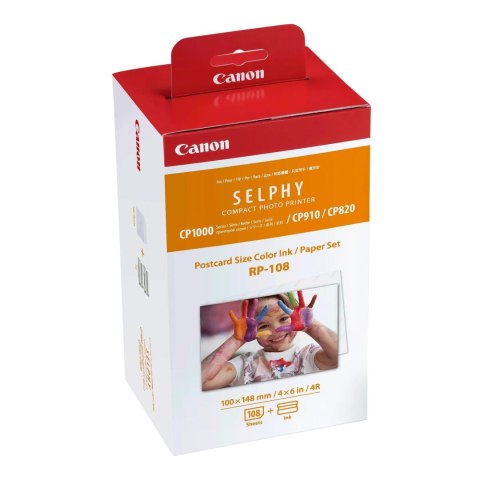 Papier fotograficzny Canon RP-108 108 arkuszy (8568B001AA) z kolorowym tuszem Papier fotograficzny Canon RP-108 108 arkuszy (8568B001AA) z kolorowym tuszem