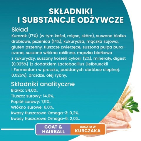 PURINA ONE Coat & Hairball Bogata w Kurczaka i Pełne Ziarna 800g PURINA ONE Coat & Hairball Bogata w Kurczaka i Pełne Ziarna 800g