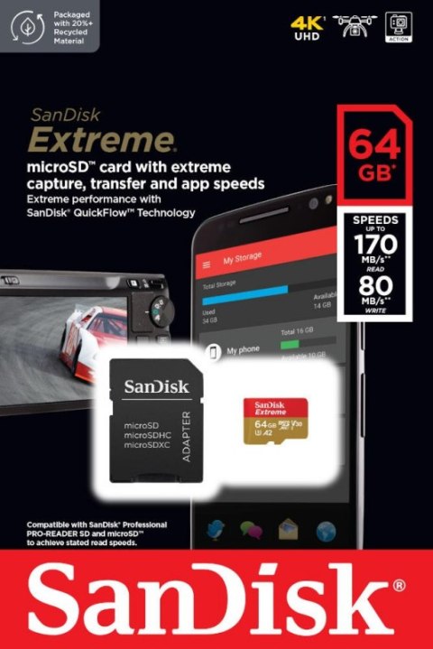 Karta pamięci SANDISK 64 GB Adapter microSD do SD Karta pamięci SANDISK 64 GB Adapter microSD do SD