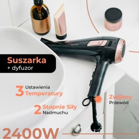 Suszarka ze zwijanym przewodem - 2400W + dyfuzor Suszarka ze zwijanym przewodem - 2400W + dyfuzor