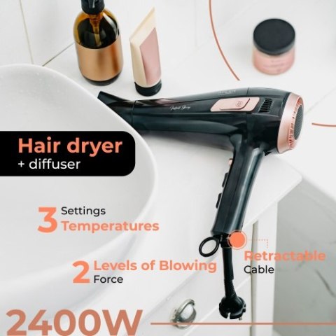 Suszarka ze zwijanym przewodem - 2400W + dyfuzor Suszarka ze zwijanym przewodem - 2400W + dyfuzor