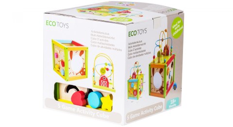 Drewniana kostka edukacyjna sorter +klocki Ecotoys Drewniana kostka edukacyjna sorter +klocki Ecotoys