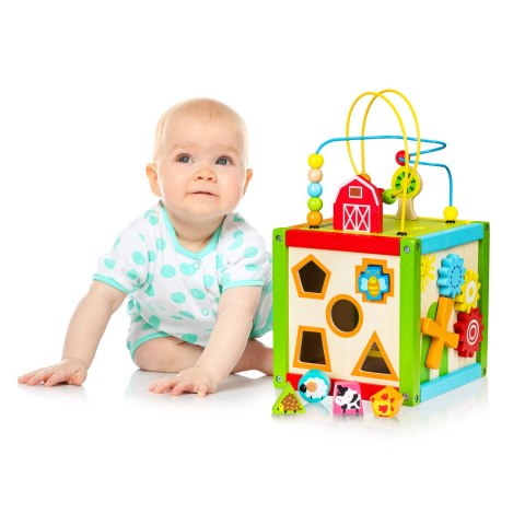 Drewniana kostka edukacyjna sorter +klocki Ecotoys Drewniana kostka edukacyjna sorter +klocki Ecotoys