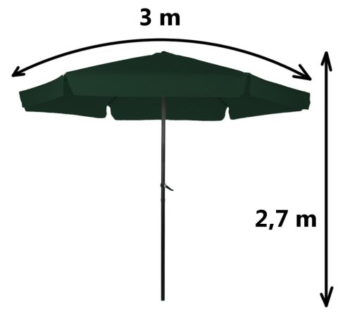 Duży parasol ogrodowy z korbką 3m Duży parasol ogrodowy z korbką 3m