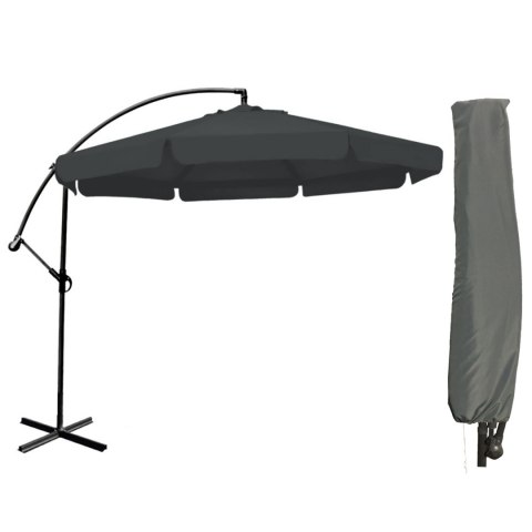 Duży szary parasol ogrodowy składany 350 cm Duży szary parasol ogrodowy składany 350 cm