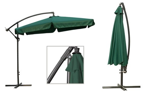 Duży zielony parasol ogrodowy składany 350 cm Duży zielony parasol ogrodowy składany 350 cm