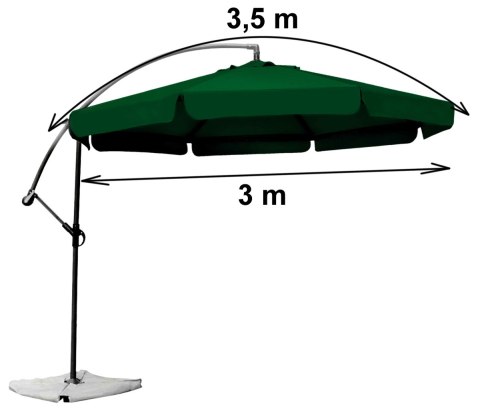 Duży zielony parasol ogrodowy składany 350 cm Duży zielony parasol ogrodowy składany 350 cm