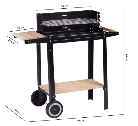 Grill ogrodowy półki kółka regulowany ruszt Grill ogrodowy półki kółka regulowany ruszt