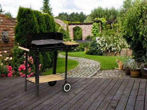 Grill ogrodowy półki kółka regulowany ruszt Grill ogrodowy półki kółka regulowany ruszt