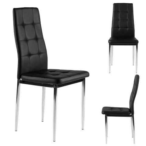Krzesła tapicerowane czarne 4x krzesło do salonu jadalni ModernHome Krzesła tapicerowane czarne 4x krzesło do salonu jadalni ModernHome