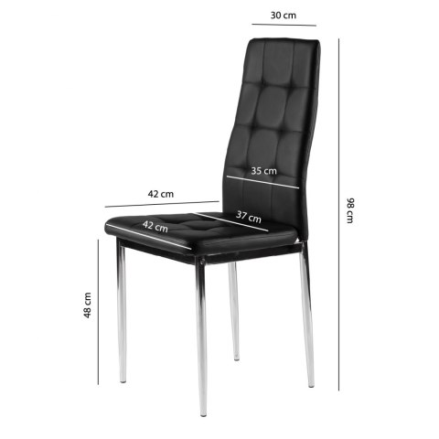 Krzesła tapicerowane czarne 4x krzesło do salonu jadalni ModernHome Krzesła tapicerowane czarne 4x krzesło do salonu jadalni ModernHome