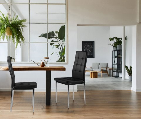 Krzesła tapicerowane czarne 4x krzesło do salonu jadalni ModernHome Krzesła tapicerowane czarne 4x krzesło do salonu jadalni ModernHome