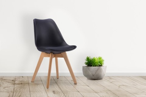 KRZESŁO ZESTAW KRZESEŁ DO SALONU JADALNI Z PODUSZKĄ CZARNE MODERNHOME KRZESŁO ZESTAW KRZESEŁ DO SALONU JADALNI Z PODUSZKĄ CZARNE MODERNHOME