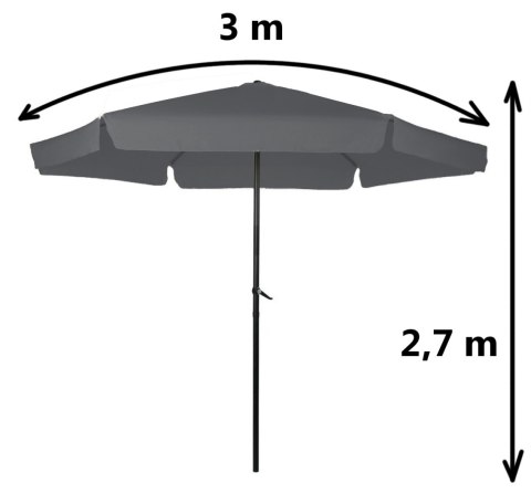 Parasol ogrodowy skośny składany 300cm Parasol ogrodowy skośny składany 300cm