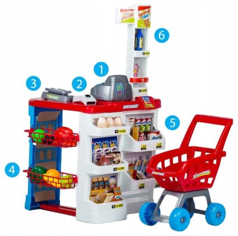 Supermarket sklep stragan dla dzieci kasa wózek Supermarket sklep stragan dla dzieci kasa wózek