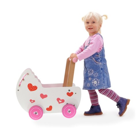 Wózek dla lalek drewniany z pościelą Ecotoys Wózek dla lalek drewniany z pościelą Ecotoys