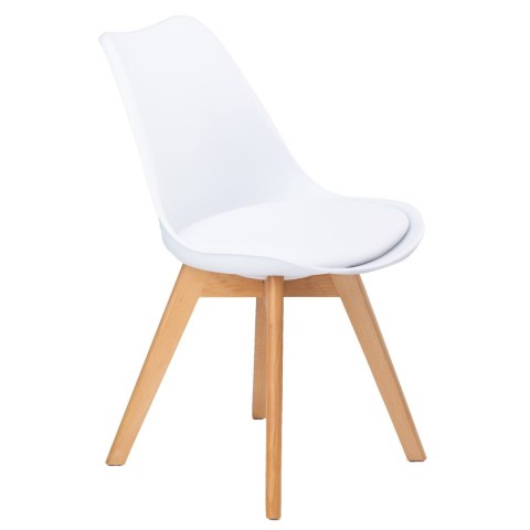 ZESTAW 4 KRZESEŁ DO SALONU JADALNI Z PODUSZKĄ BIAŁE MODERNHOME