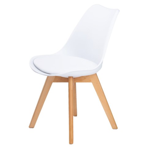 ZESTAW 4 KRZESEŁ DO SALONU JADALNI Z PODUSZKĄ BIAŁE MODERNHOME