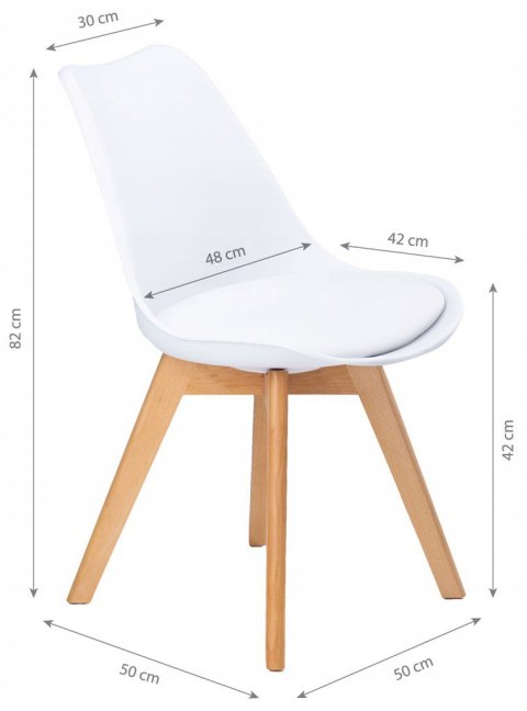 ZESTAW 4 KRZESEŁ DO SALONU JADALNI Z PODUSZKĄ BIAŁE MODERNHOME