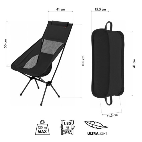 NC3321 KRZESŁO SKŁADANE ULTRALIGHT BLACK NILS CAMP