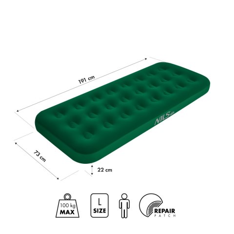 NC2801 MATERAC TURYSTYCZNY DMUCHANY 191X73X22 CM ZIELONY NILS CAMP NC2801 MATERAC TURYSTYCZNY DMUCHANY 191X73X22 CM ZIELONY NILS CAMP